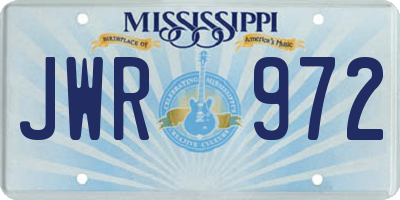 MS license plate JWR972