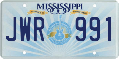 MS license plate JWR991