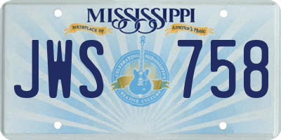 MS license plate JWS758