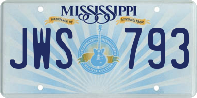 MS license plate JWS793