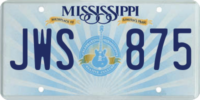 MS license plate JWS875