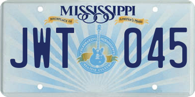 MS license plate JWT045