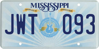 MS license plate JWT093