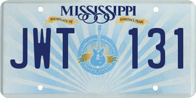 MS license plate JWT131