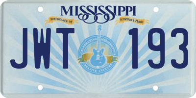 MS license plate JWT193