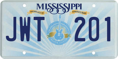 MS license plate JWT201
