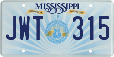 MS license plate JWT315