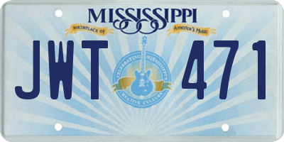 MS license plate JWT471