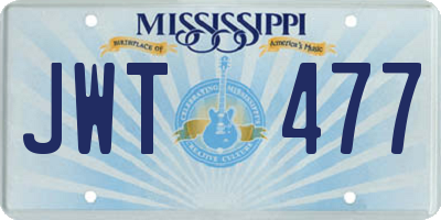 MS license plate JWT477