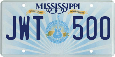 MS license plate JWT500