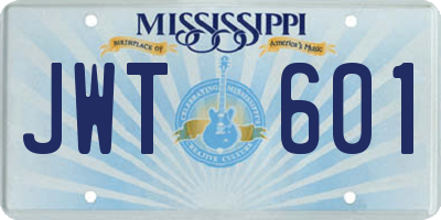 MS license plate JWT601