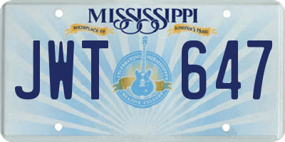 MS license plate JWT647