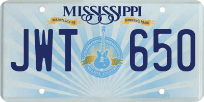 MS license plate JWT650