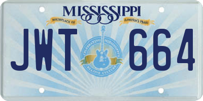 MS license plate JWT664