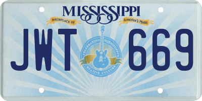 MS license plate JWT669
