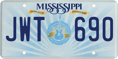 MS license plate JWT690