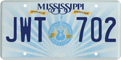 MS license plate JWT702