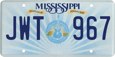 MS license plate JWT967