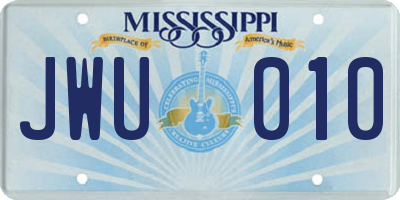 MS license plate JWU010