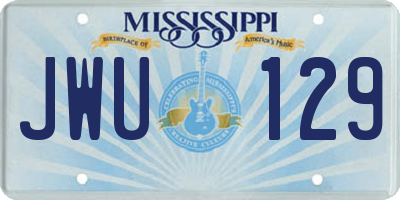 MS license plate JWU129