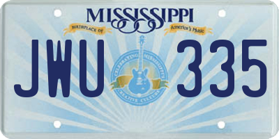 MS license plate JWU335