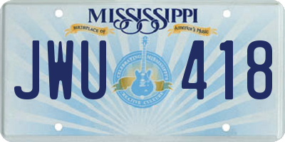 MS license plate JWU418