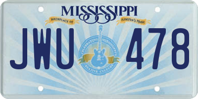 MS license plate JWU478