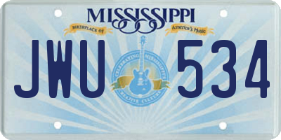 MS license plate JWU534