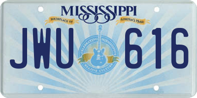 MS license plate JWU616