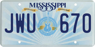 MS license plate JWU670