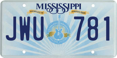 MS license plate JWU781