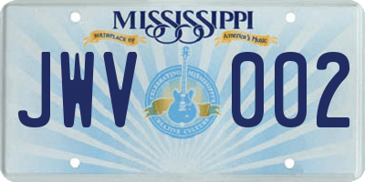MS license plate JWV002