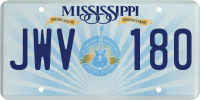 MS license plate JWV180