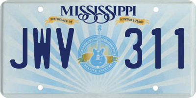 MS license plate JWV311