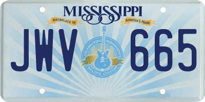 MS license plate JWV665