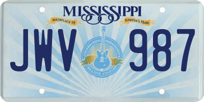 MS license plate JWV987