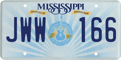 MS license plate JWW166