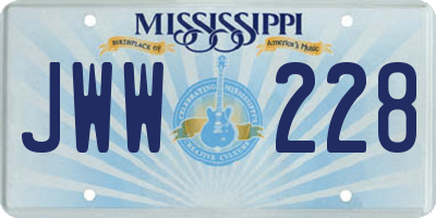 MS license plate JWW228