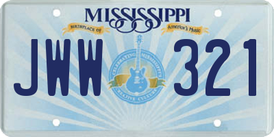 MS license plate JWW321