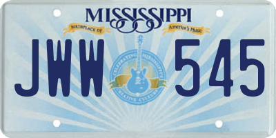 MS license plate JWW545