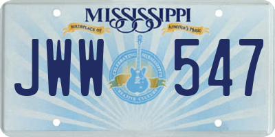 MS license plate JWW547