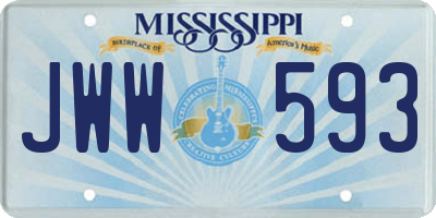 MS license plate JWW593