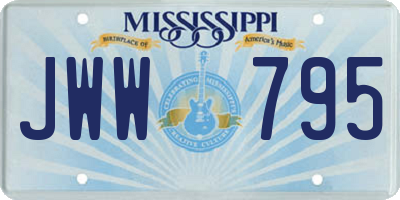 MS license plate JWW795