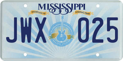MS license plate JWX025