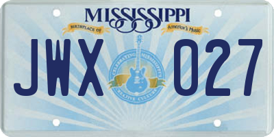 MS license plate JWX027