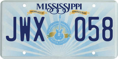 MS license plate JWX058