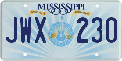 MS license plate JWX230