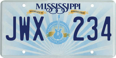 MS license plate JWX234