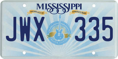 MS license plate JWX335