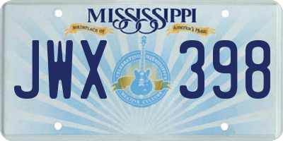 MS license plate JWX398